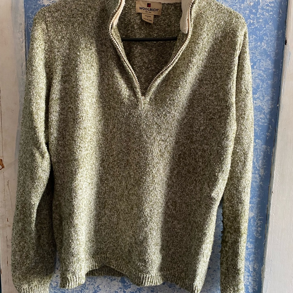 Woolrich large green 3/4 zip sweater